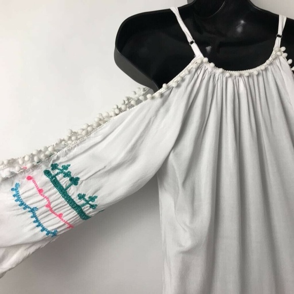 If by the Sea Blouse White Cold Shoulder Boho Top - Picture 7 of 8